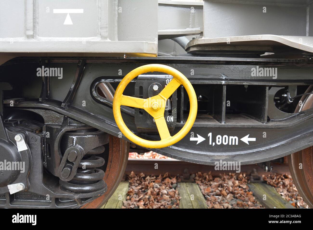 Neuer Wagen - Industrieeisenbahn Details Stockfoto