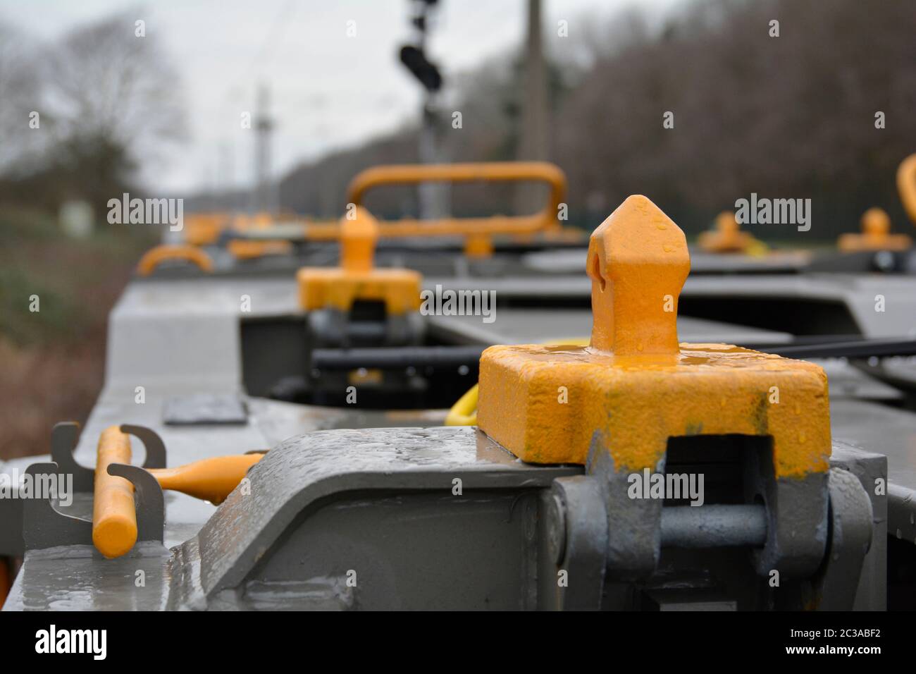 Neuer Wagen - Industrieeisenbahn Details Stockfoto