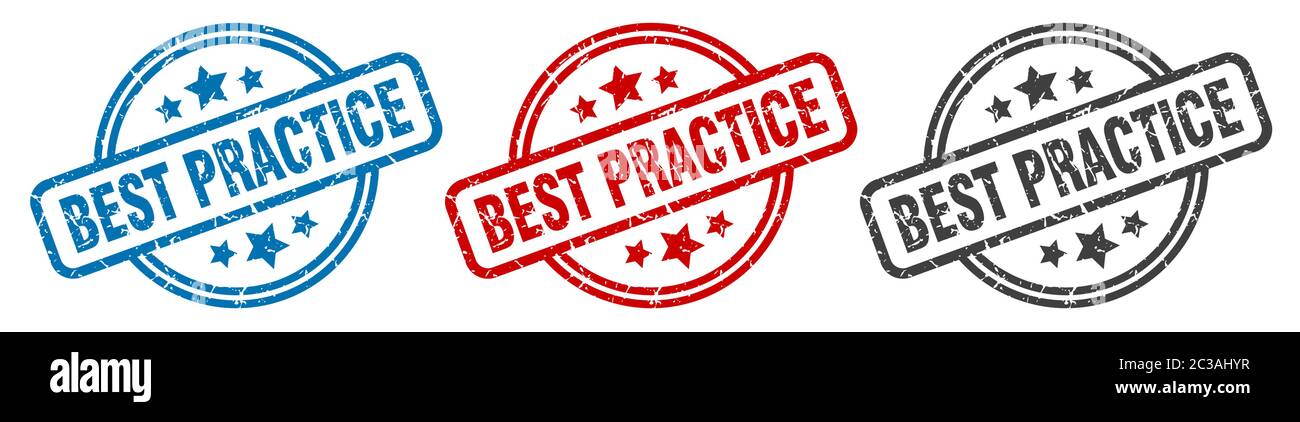 Best Practice Stempel. Best Practice rund isoliert Zeichen. Best Practice Label Set Stock Vektor
