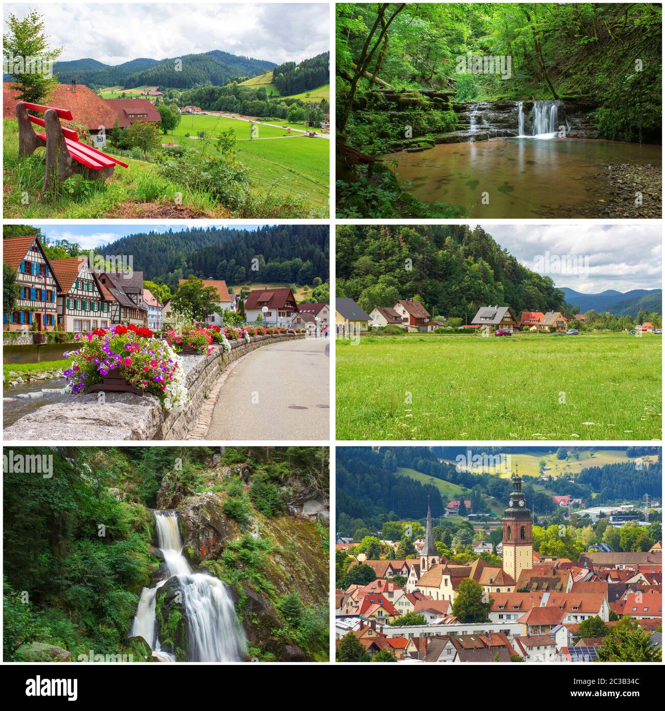 Collage mit Bildern mit Schwarzwald in Deutschland Stockfoto