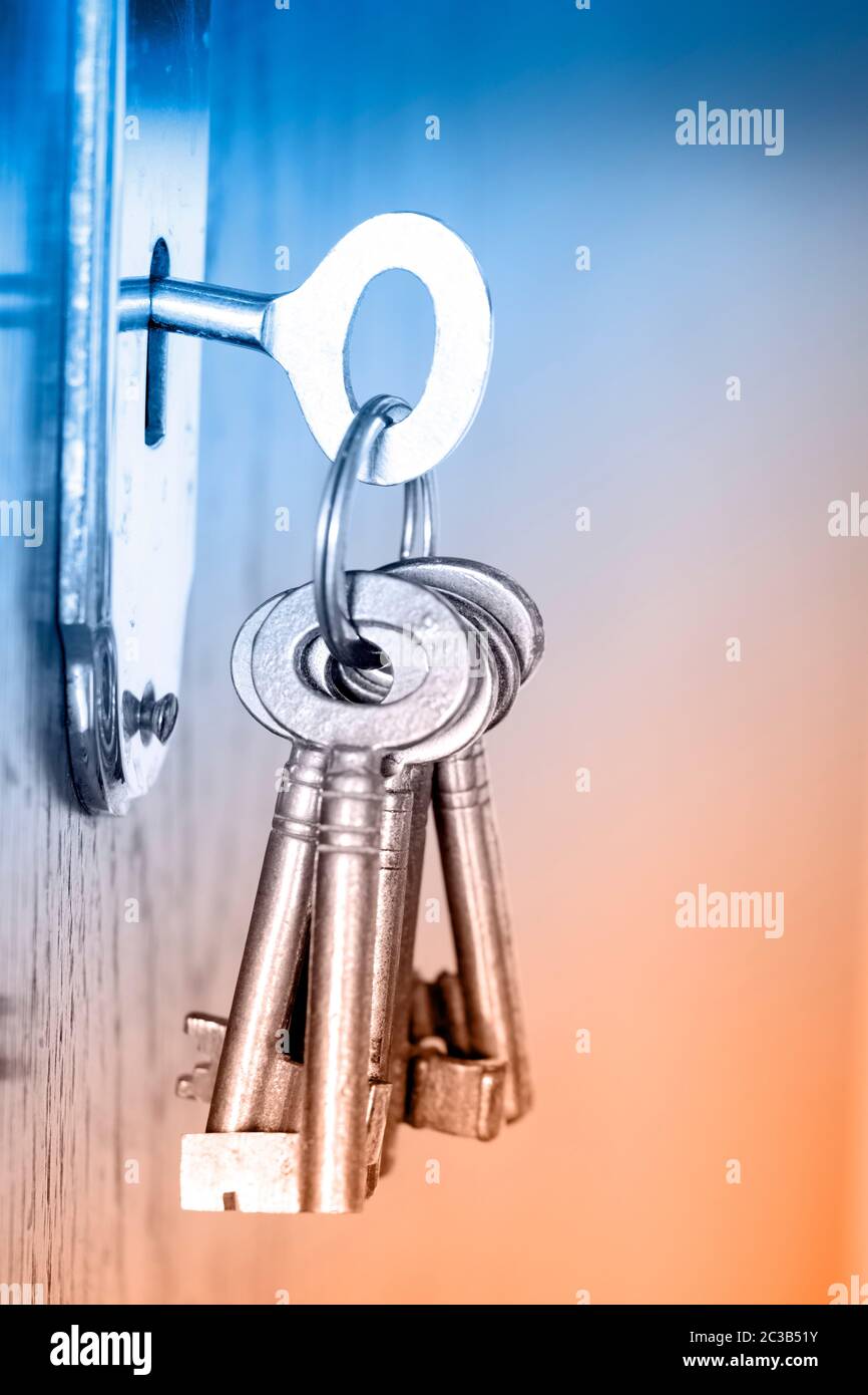 Schlüsselring in Nahaufnahme Stockfoto