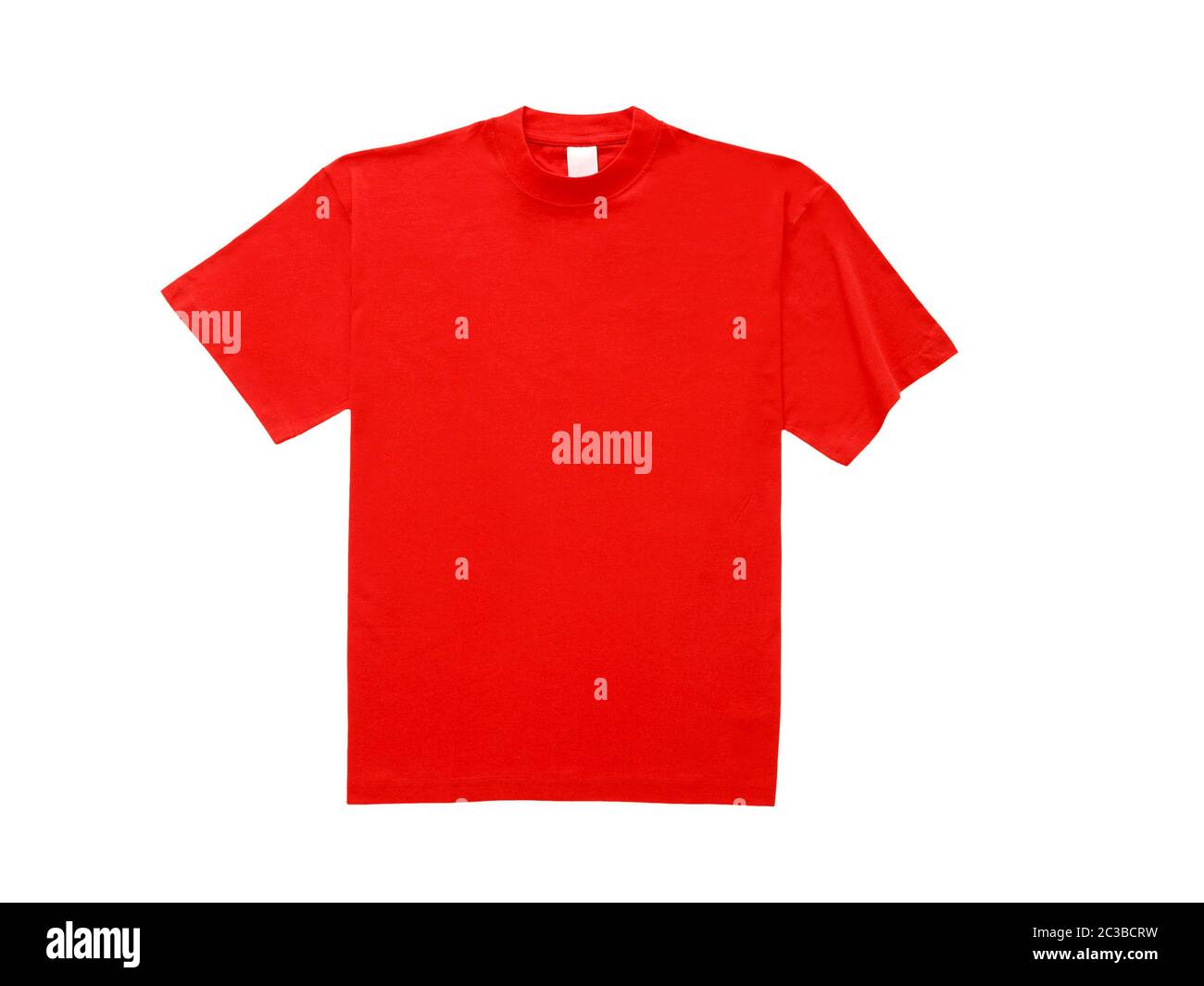t-Shirt Hemd rot flach isoliert auf weiß Stockfoto