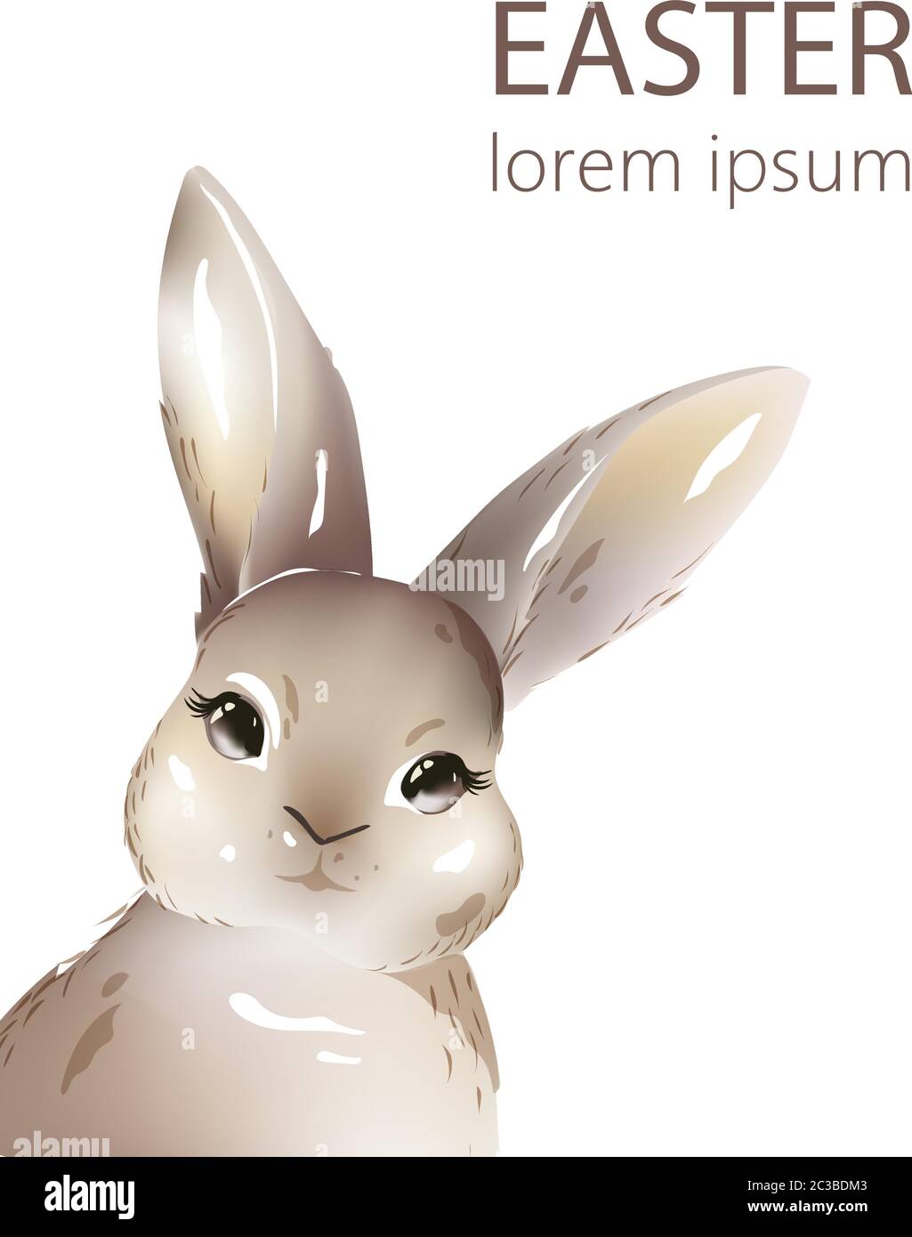 Frohe ostern Aquarell Hase mit Ohren nach oben. Ferientiere. Vektor Stock Vektor