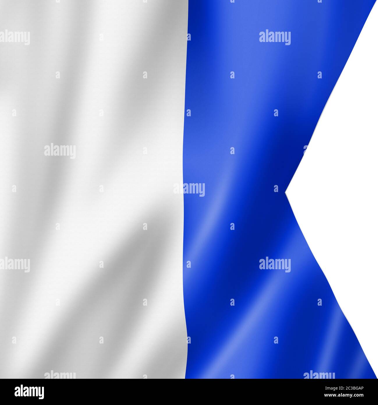 Alpha International Maritime Signal Flag. Nautische Buchstaben symbol Collection. 3D-Darstellung Stockfoto