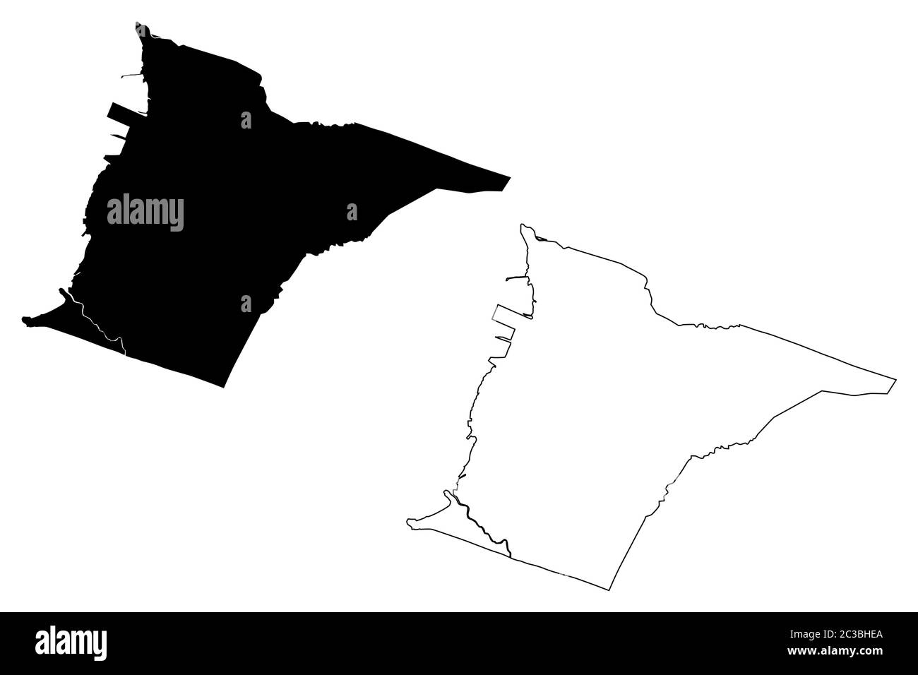 Bacolod City (Republik der Philippinen, Western Visayas Region) Karte Vektor Illustration, scribble Skizze Stadt Bacolod Karte Stock Vektor