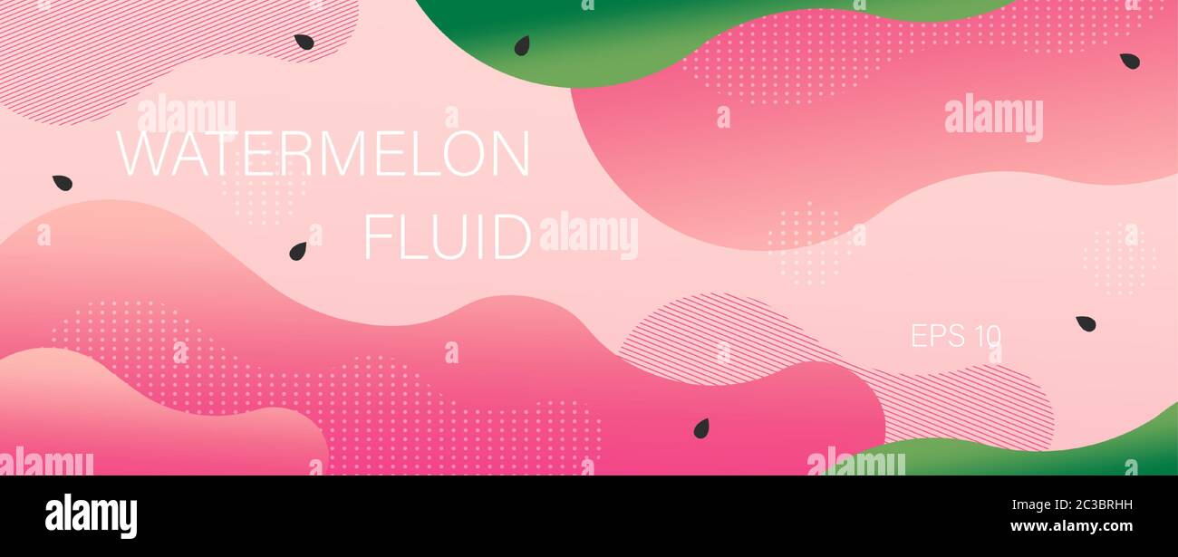 Wassermelone Farben flache Stil Wellen und Locken. Dynamischer Vektor Stock Vektor