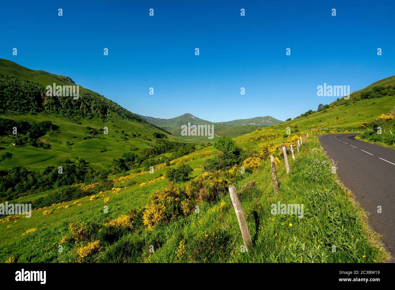 Straße von Puy Mary und Pas de Peyrol. Regionaler Naturpark Der Vulkane Der Auvergne, Cantal, Frankreich, Europa Stockfoto