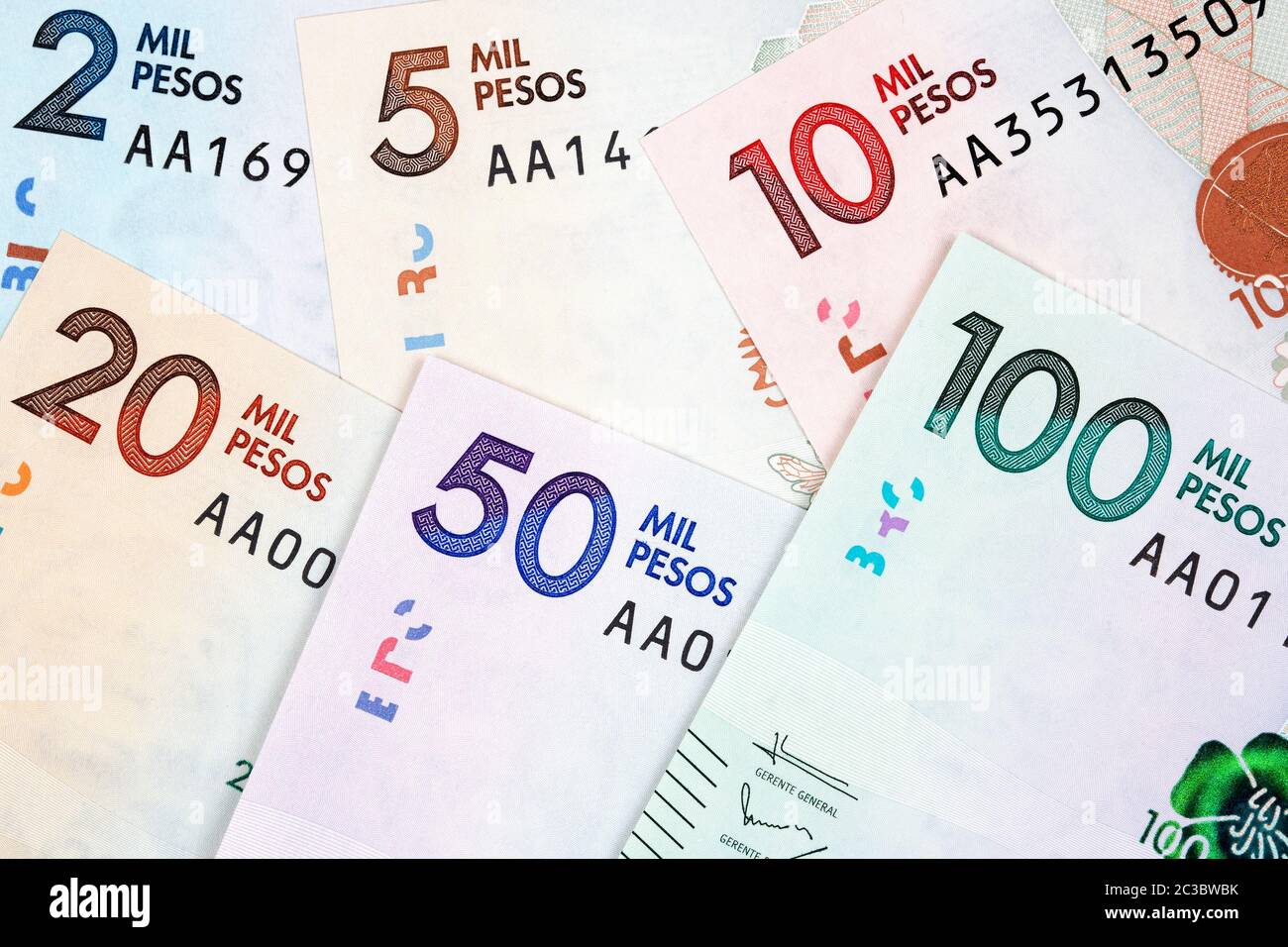 Kolumbianisches Geld - Peso ein Hintergrund Stockfoto
