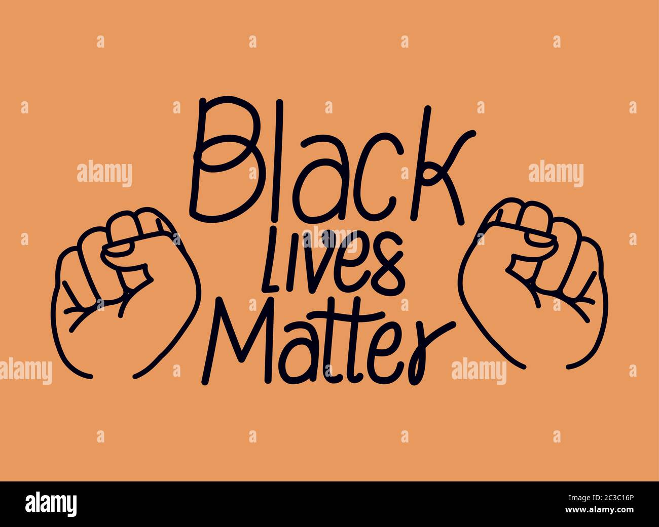 Black Lives Matter mit Fäusten Design von Protest Gerechtigkeit und Rassismus Thema Vektor Illustration Stock Vektor