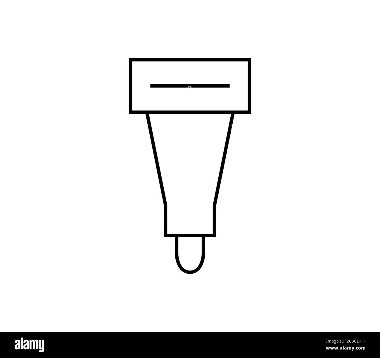 Strichcode-Scanner-Symbol im Vektor auf weißem Hintergrund Stockfoto