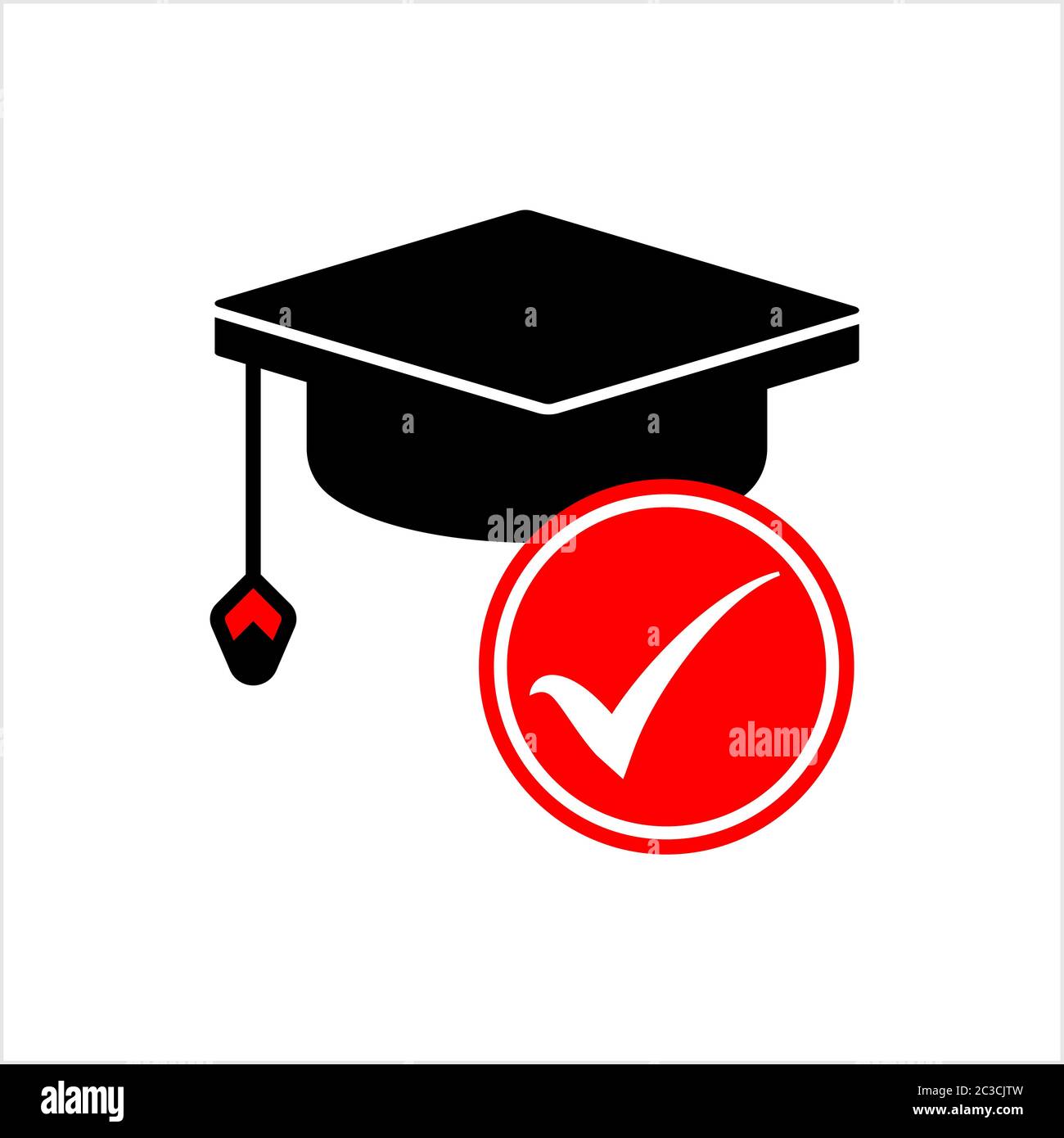 Bildungkredit Genehmigt Symbol, Graduation Cap Symbol, Bachelor Cap Symbol Vektor Kunst Illustration Stock Vektor