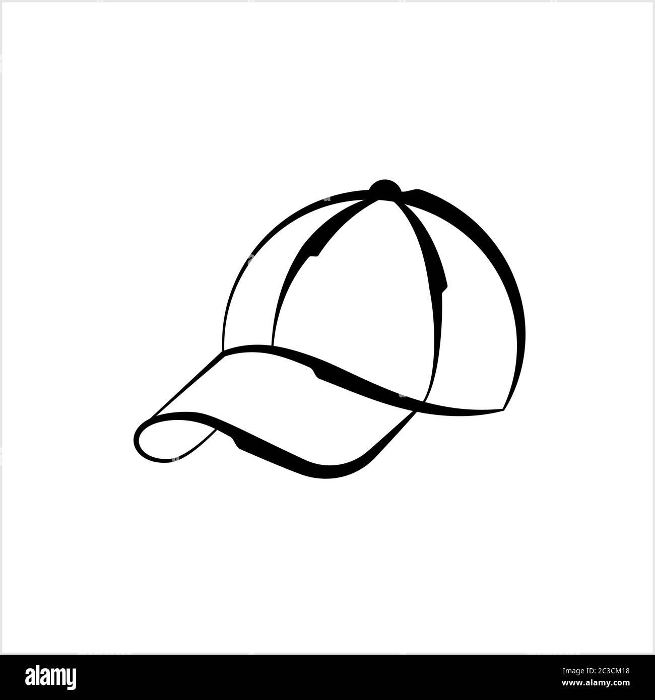 Baseball Cap Icon, Base Ball Hat Design Vektor Kunst Illustration Stock ...
