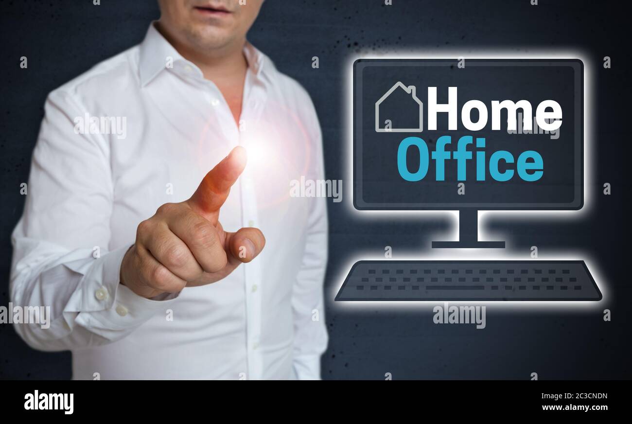 Home office Touchscreen wird vom Menschen Konzept betrieben. Stockfoto