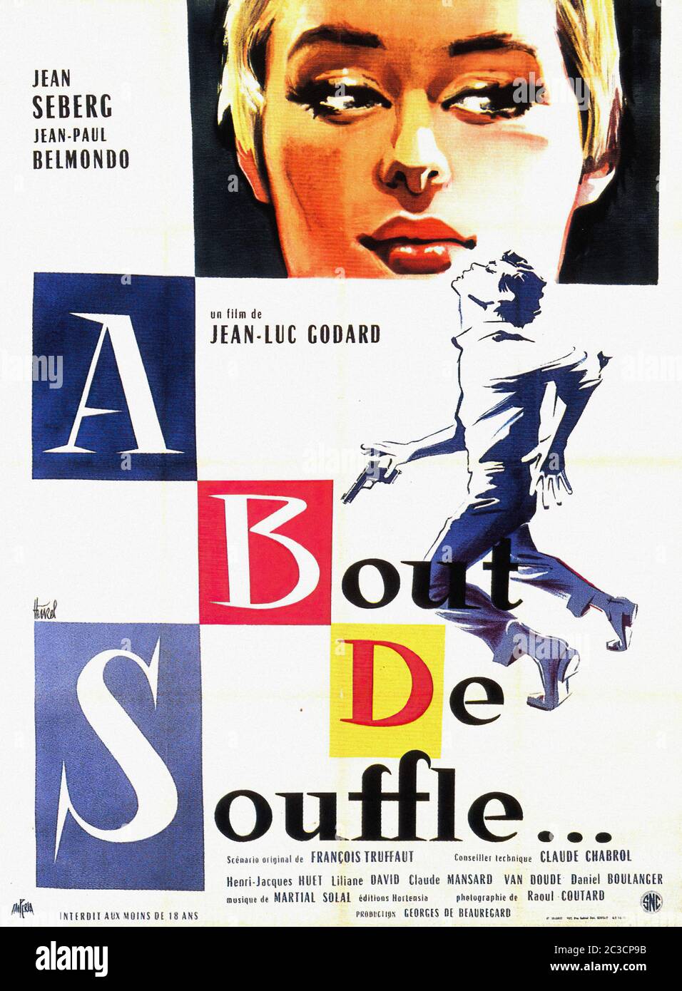 A Bout De Souffle - französisches Vintage-Filmposter Stockfoto