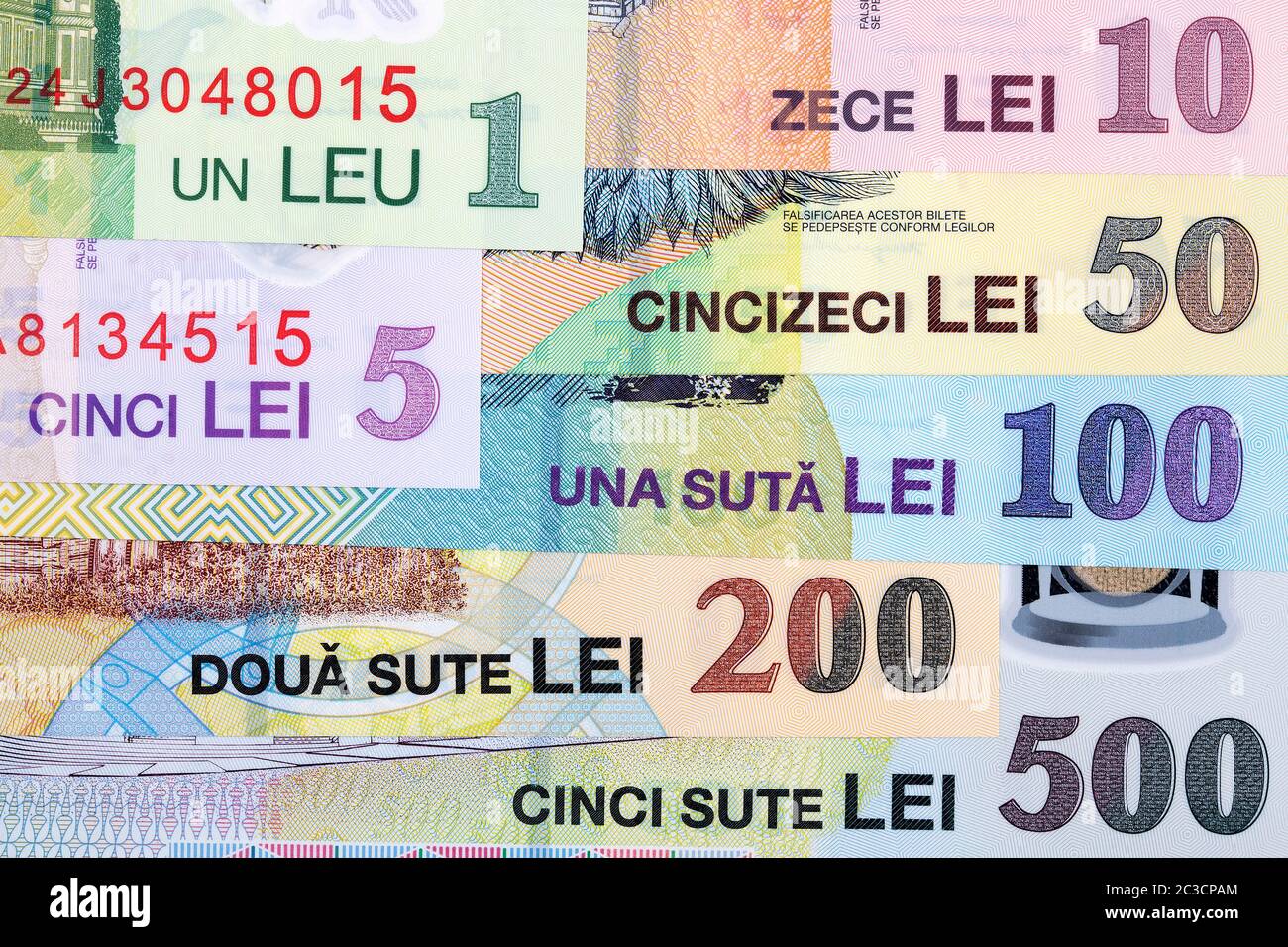 Rumänisches Geld ein geschäftlicher Hintergrund Stockfoto