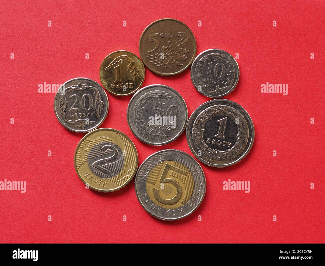 Polnisches Zloty Coins Money (PLN), Währung Polens Stockfoto