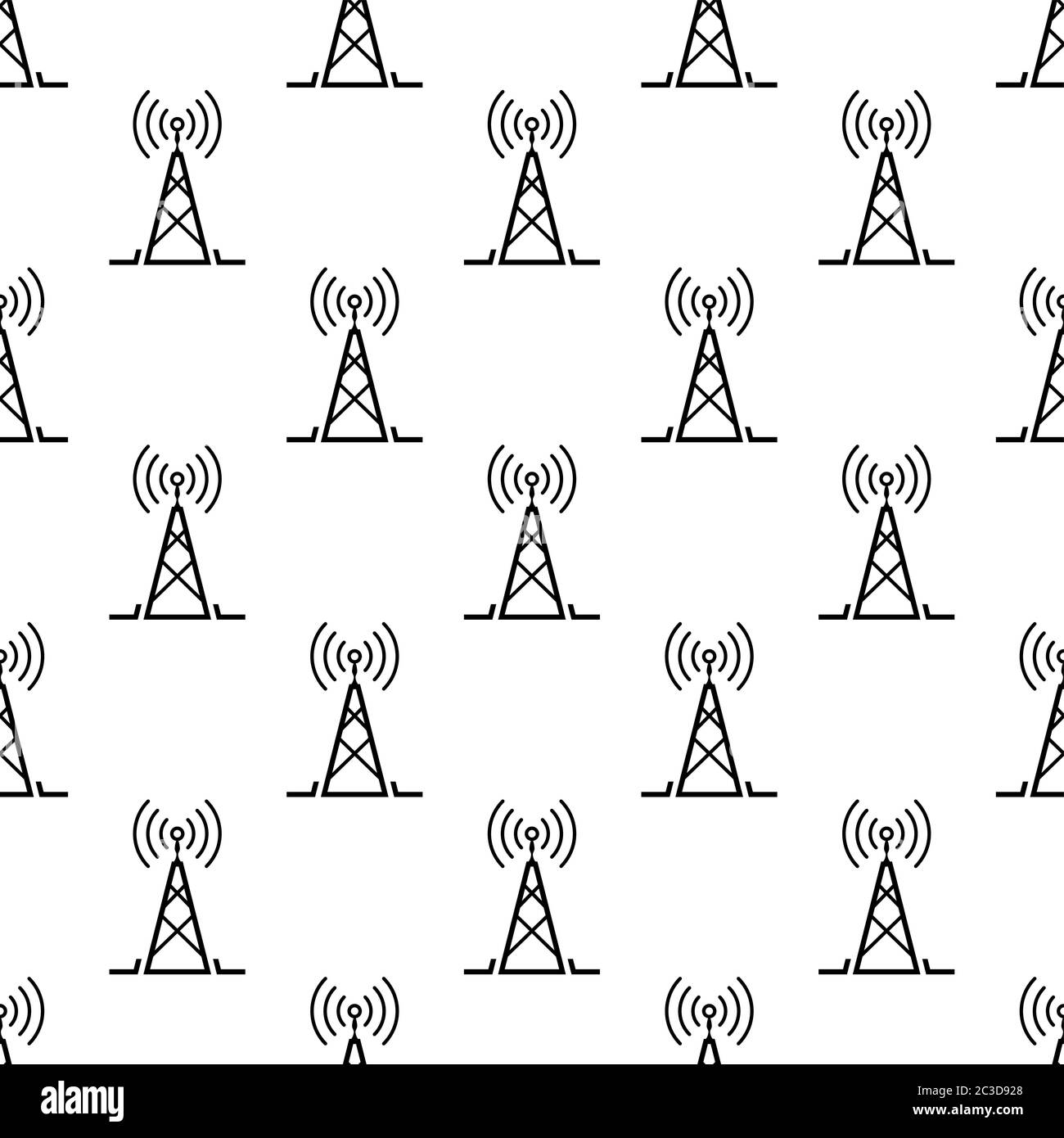 Radio Tower Symbol Nahtloses Muster Vektor Kunst Illustration Stock Vektor