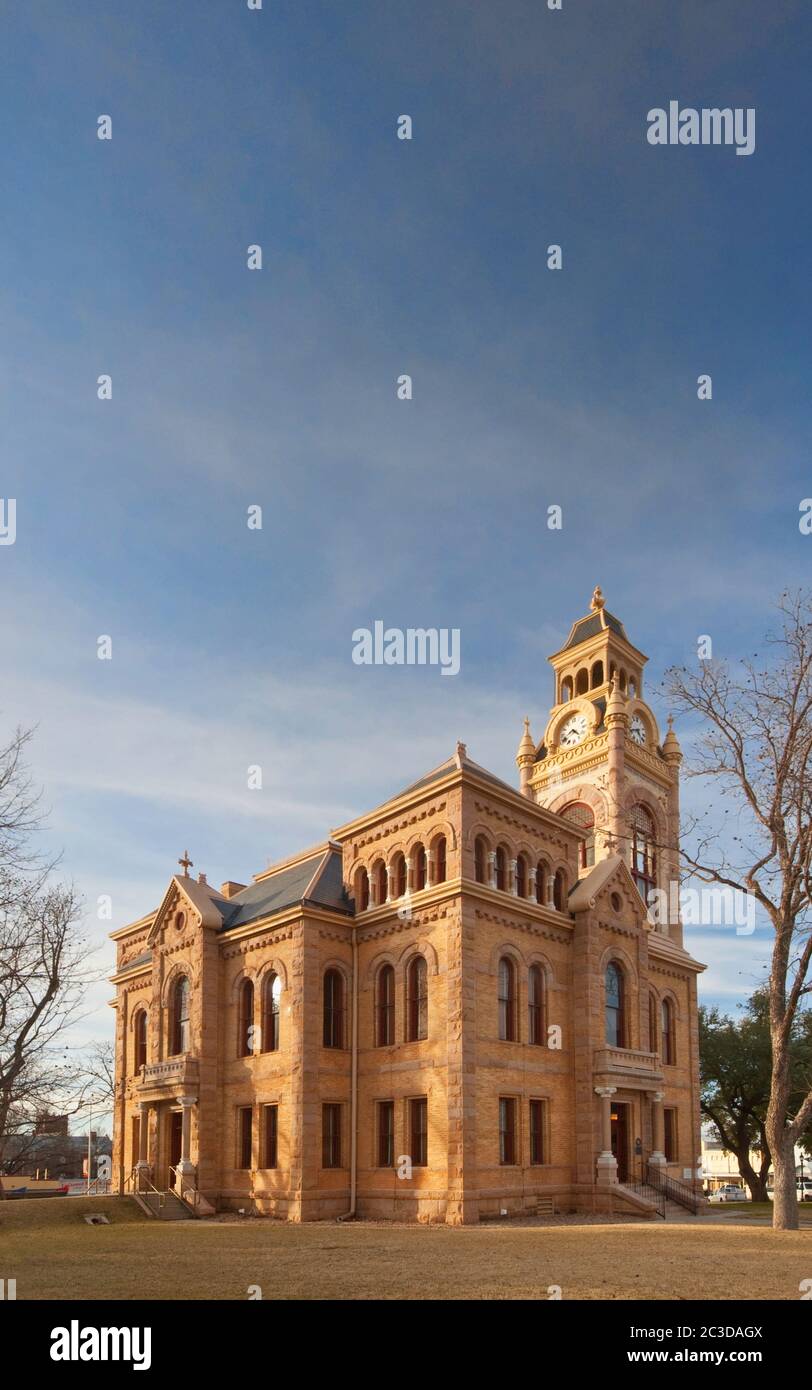 Llano County Courthouse, 1893, romanischer Revival-Stil, in Llano, Hill Country, Texas, USA Stockfoto