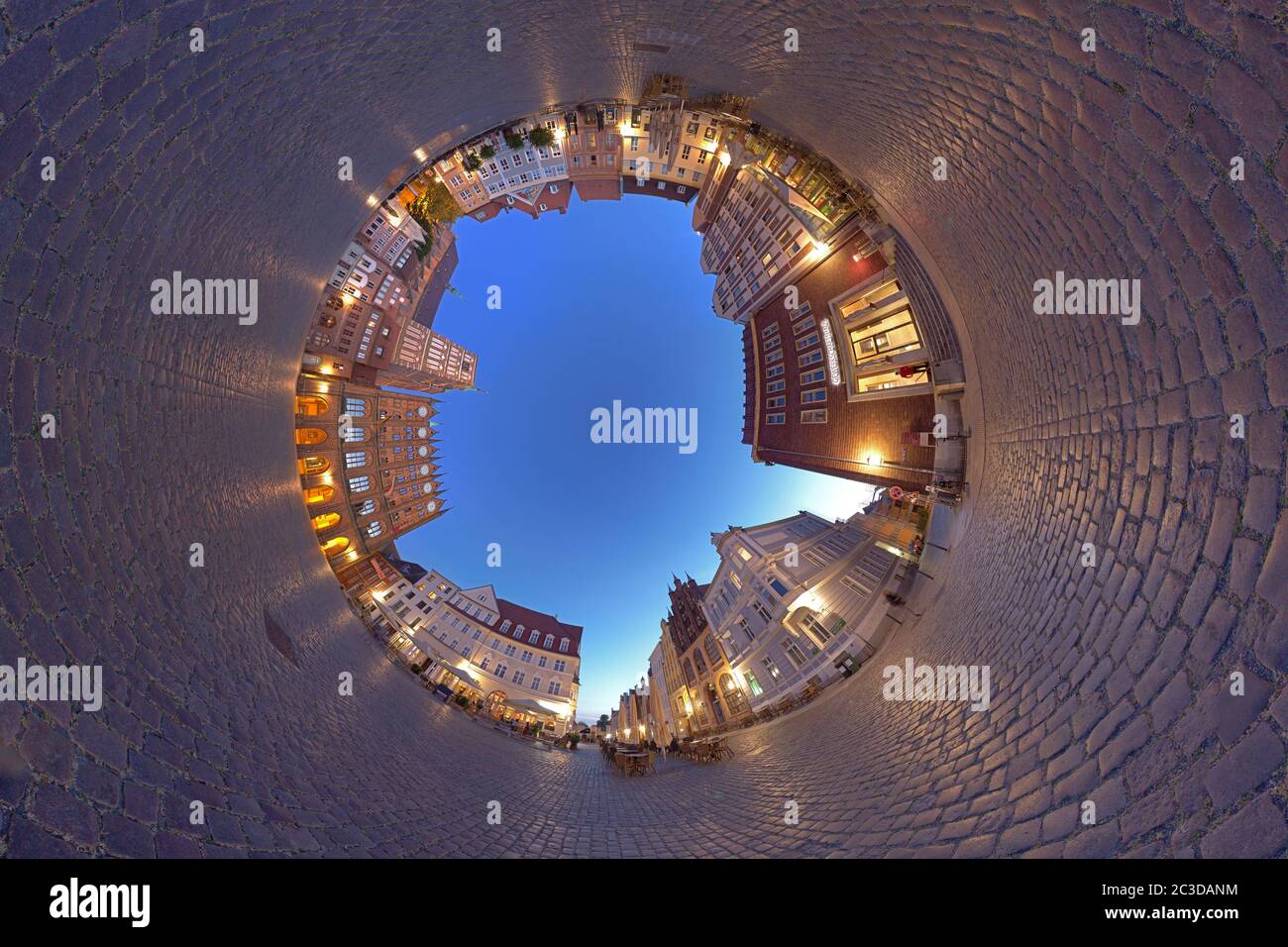 Little Planet Foto, Marktplatz, Stralsund, Mecklenburg-Vorpommern, Deutschland Stockfoto