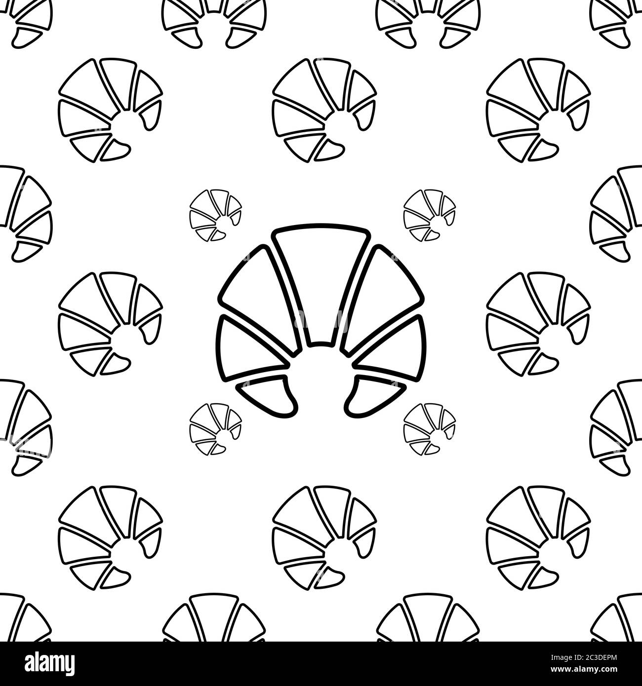 Croissant Symbol Nahtloses Muster, Brot Gebäck Vektor-Kunst Illustration Stock Vektor