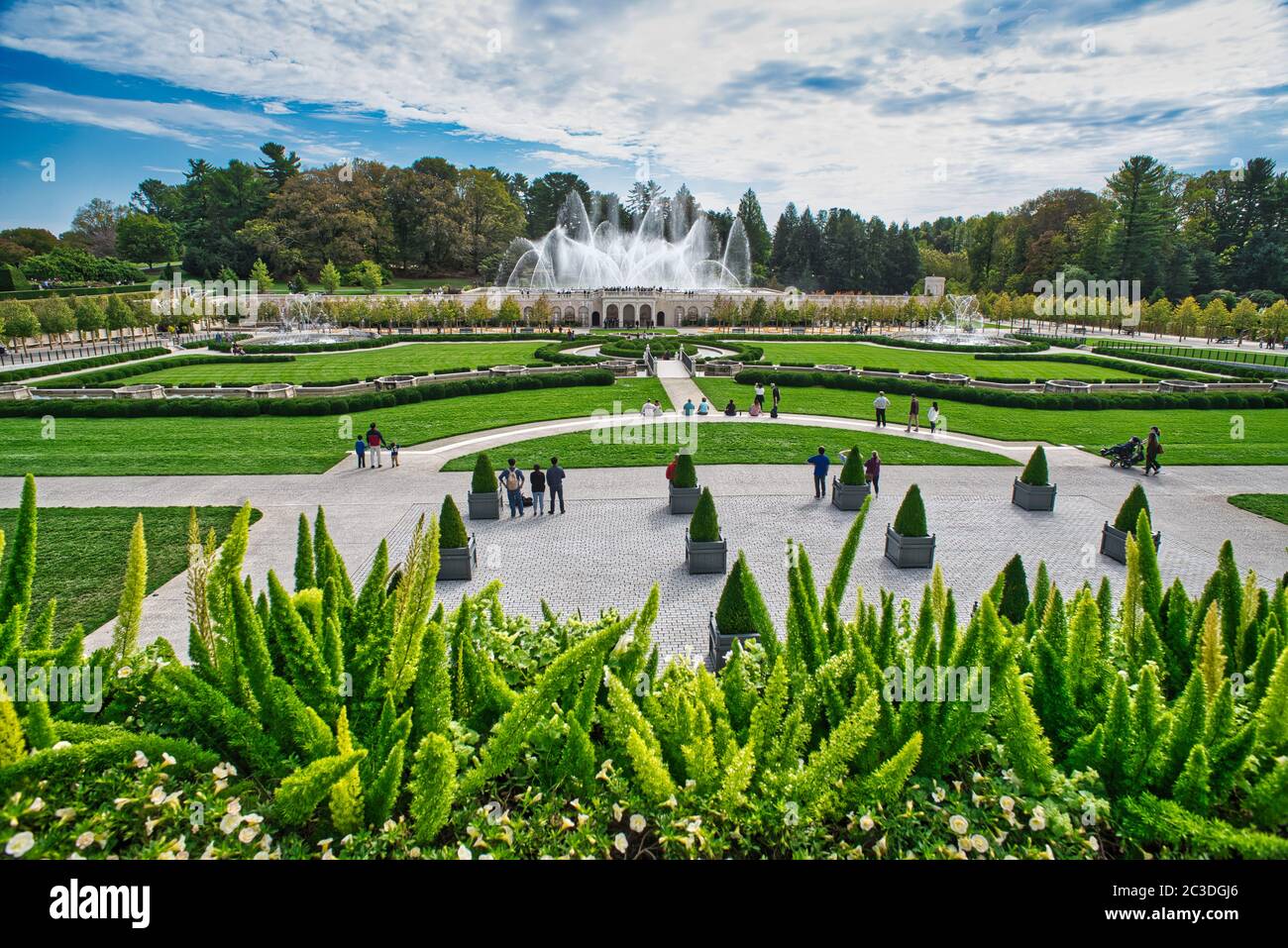 Longwood Gardens ist ein amerikanischer botanischer Garten. Es besteht aus über 1,077 Hektar Gärten, Wäldern und Wiesen in Kennet Square, Pennsylvania, Stockfoto