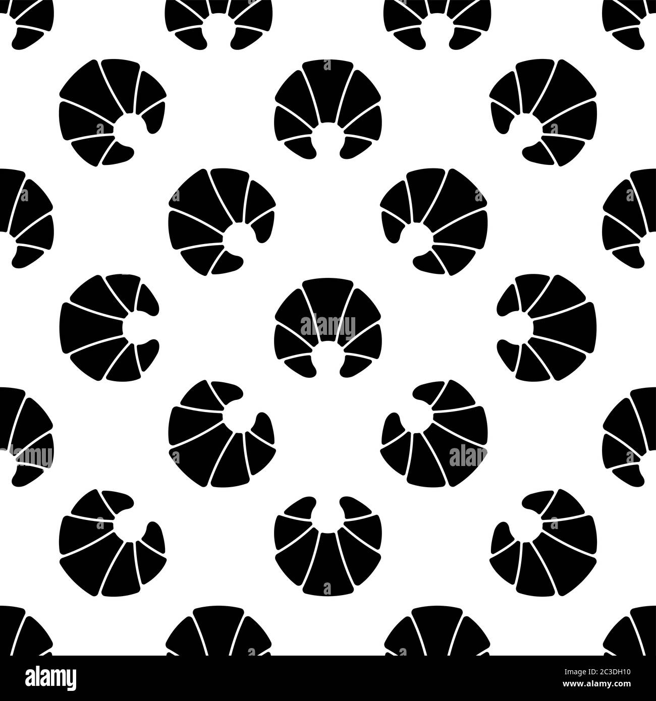 Croissant Symbol Nahtloses Muster, Brot Gebäck Vektor-Kunst Illustration Stock Vektor