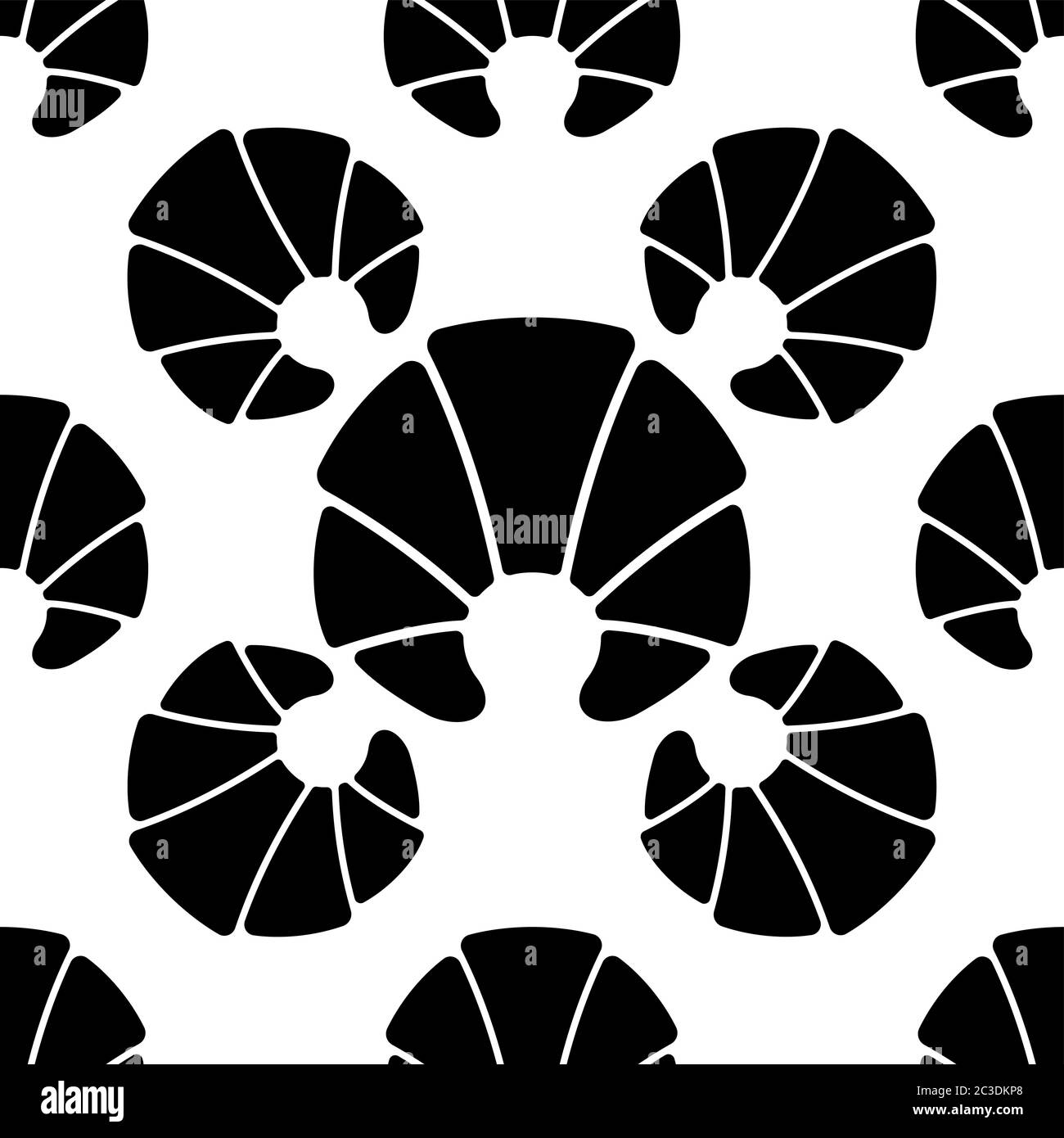 Croissant Symbol Nahtloses Muster, Brot Gebäck Vektor-Kunst Illustration Stock Vektor