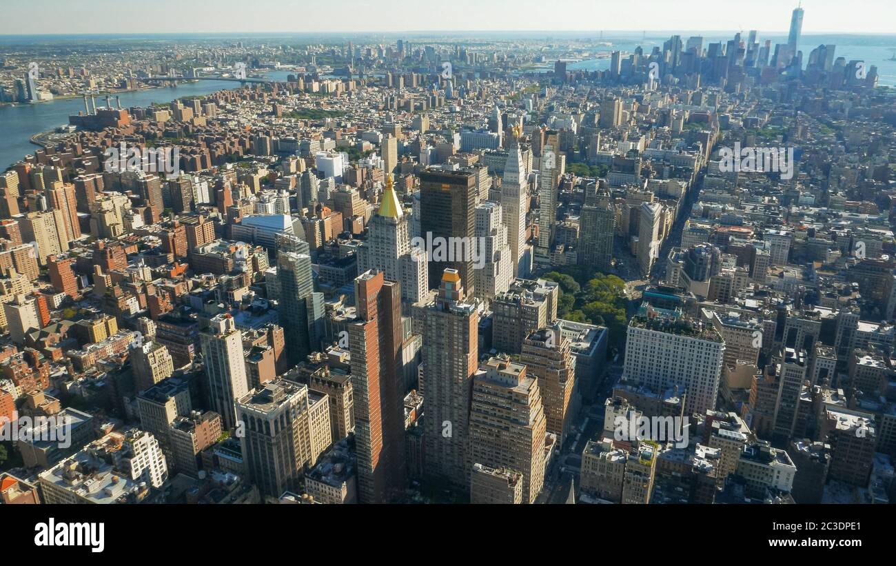 Weitwinkelaufnahme des unteren manhattan, ny Stockfoto