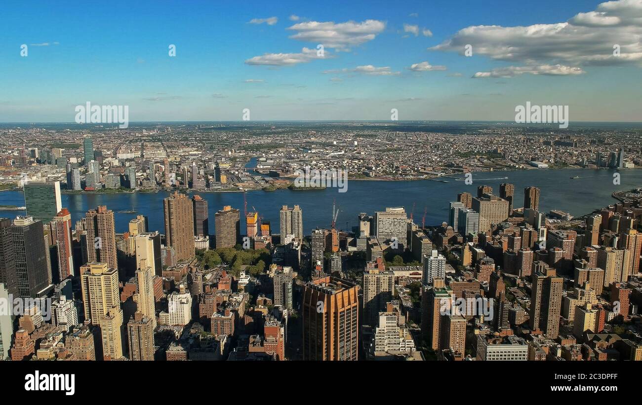 Blick nach Osten in Richtung UN Gebäude und manhattan, ny Stockfoto