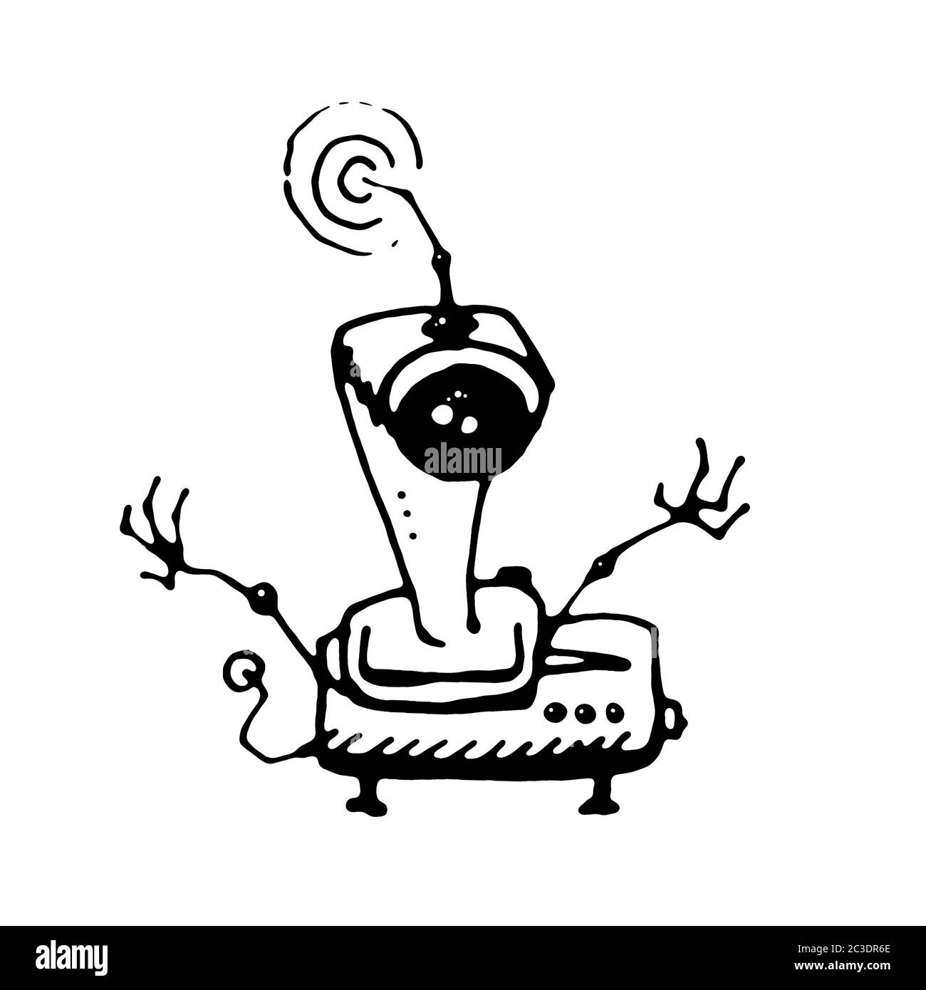 Mad Scribble Doodle Roboter Stockfoto