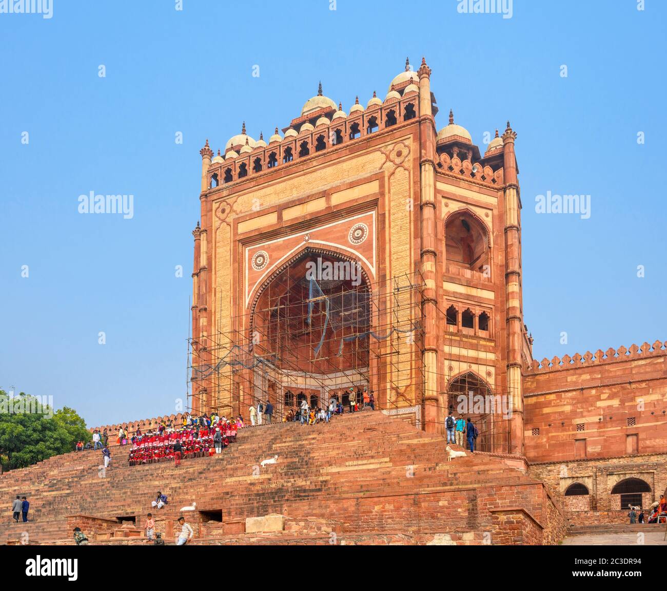 Buland Darwaza, das riesige Tor zu Jama Masjid in Fatehpur Sikri, Agra District, Uttar Pradesh, Indien Stockfoto