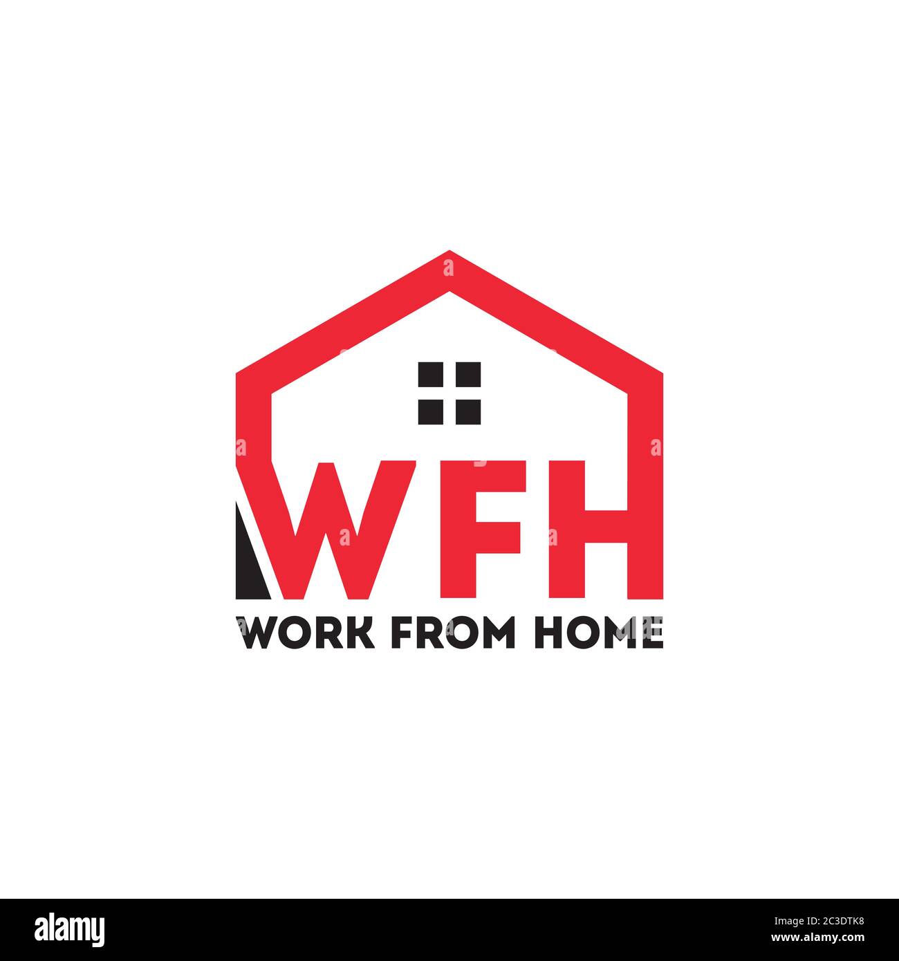 WFH-Brief Logo. Arbeit von zu Hause, coronavirus soziale Distanz. Stock Vektor