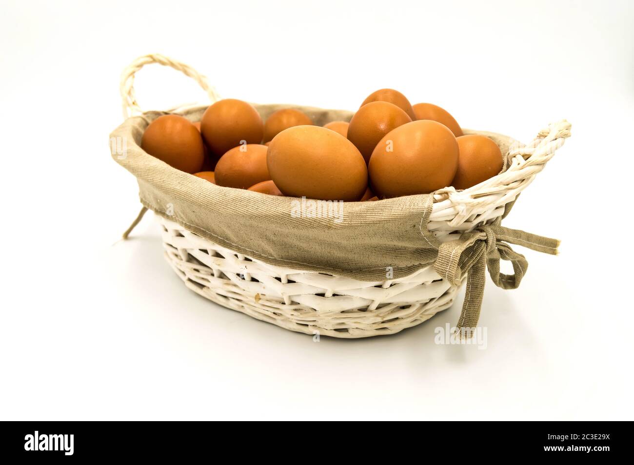 Eiersammlung isoliert auf weißem Hintergrund Stockfoto