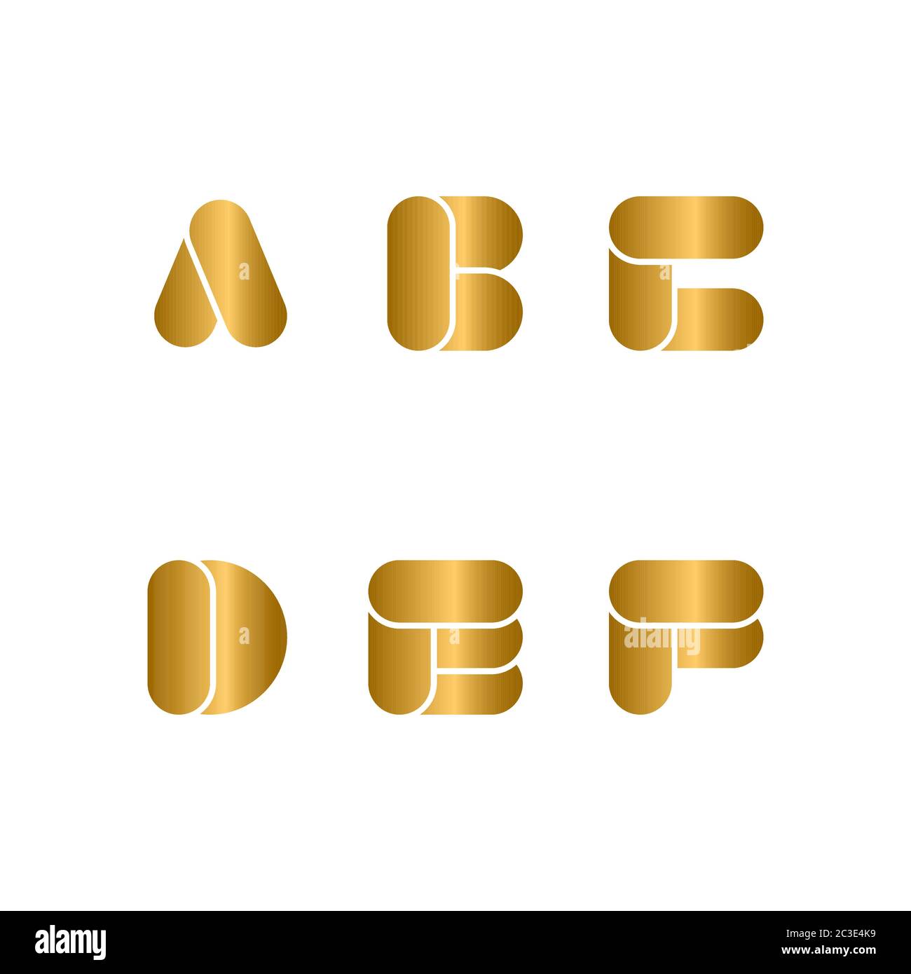 Satz von Anfangsbuchstaben Logo, funkeln goldenen Schrift Design-Konzept, isoliert auf weißem Hintergrund. Stock Vektor