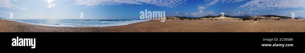 360 Grad Panorama - Dune di Piscinas - Costa Verde - Sardinien Stockfoto