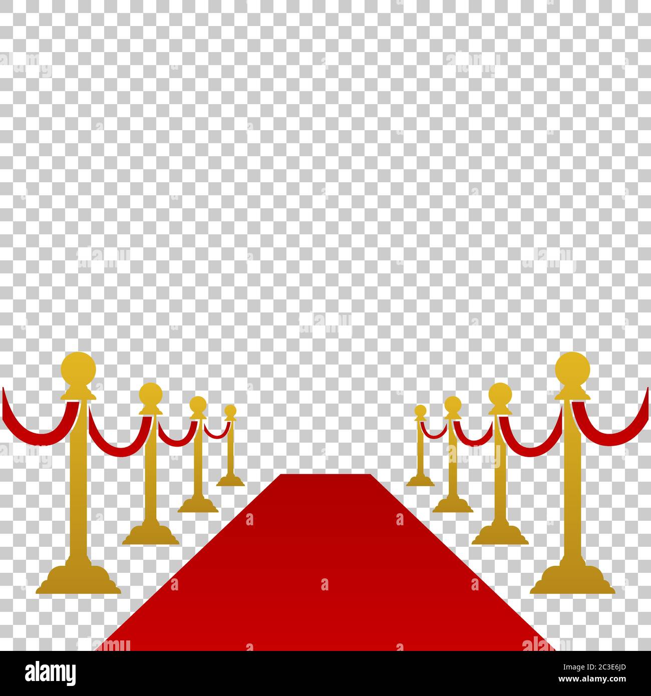 Roter Teppich mit Barriere Gold Design Vektor auf transparentem Hintergrund Stock Vektor
