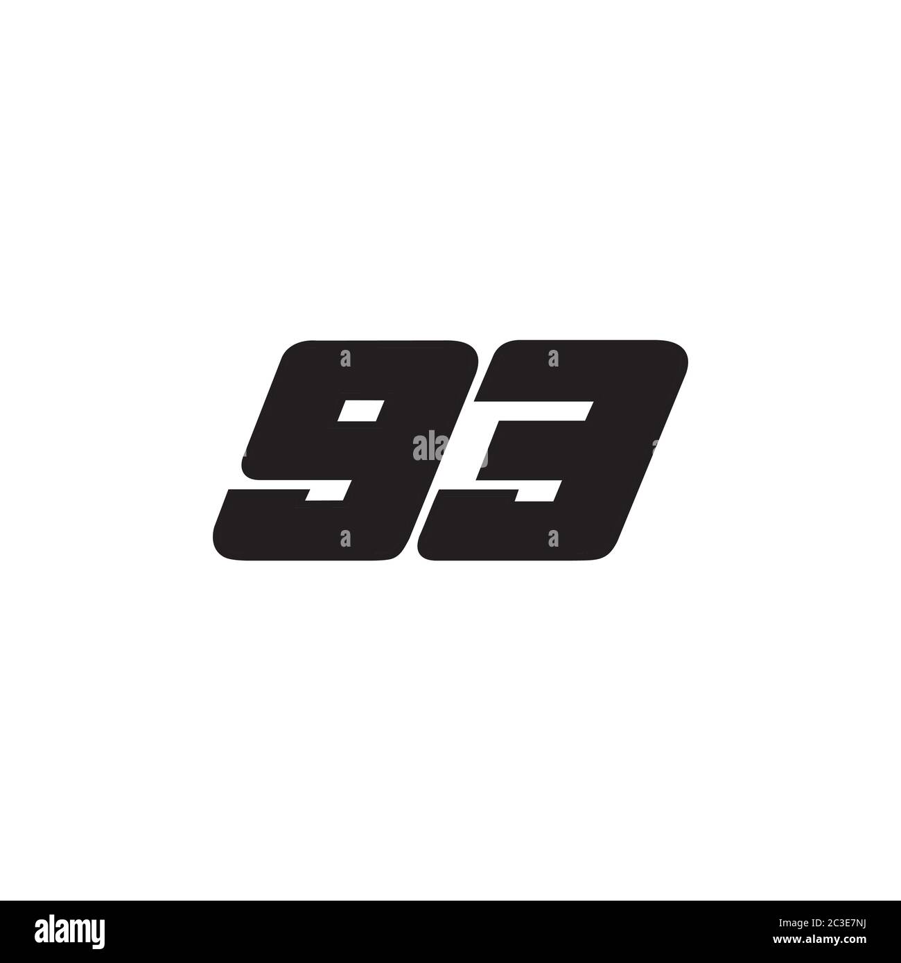 Symbolvektor Nummer 93 auf weißem Hintergrund isoliert Stock Vektor