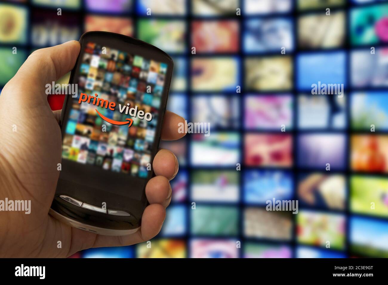Amazon Prime Video auf Handy Stockfoto