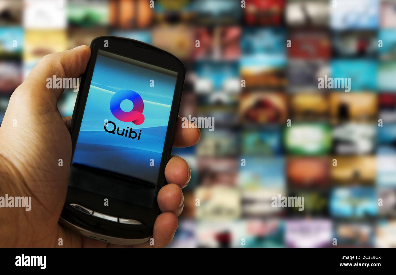 Quibi-Logo auf dem Mobiltelefon Stockfoto