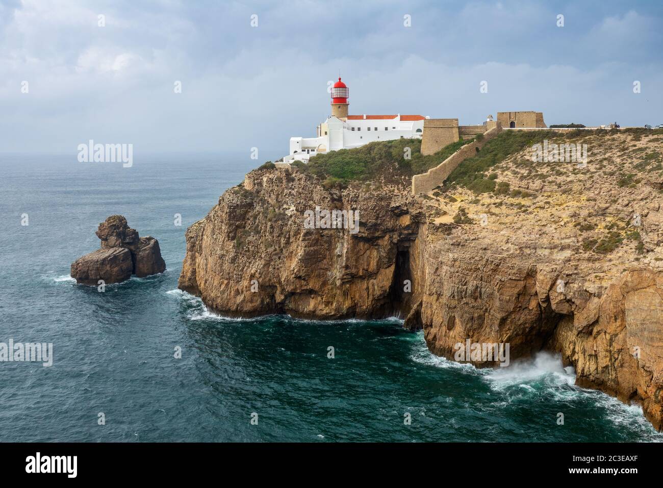 Leuchtturm von Cabo Sao Vicente Stockfoto