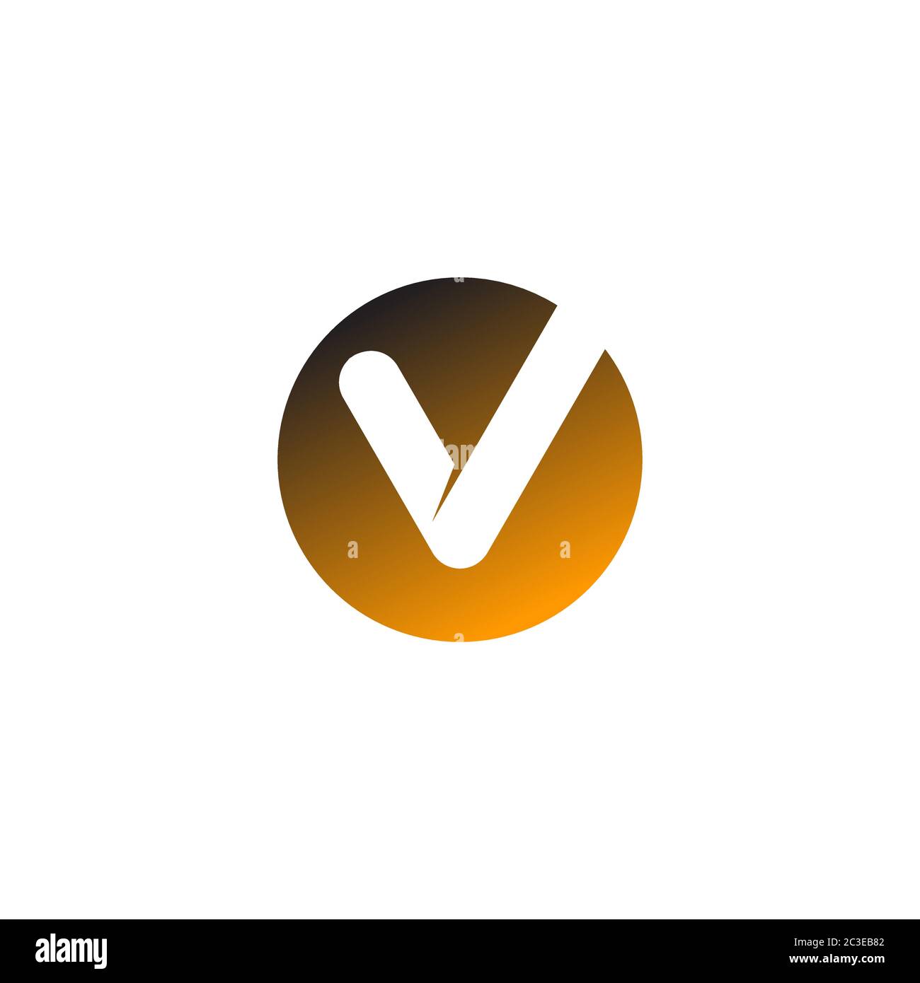 Buchstabe V, Häkchen Logo Design Konzept Vorlage, isoliert auf weißem Hintergrund. Stock Vektor