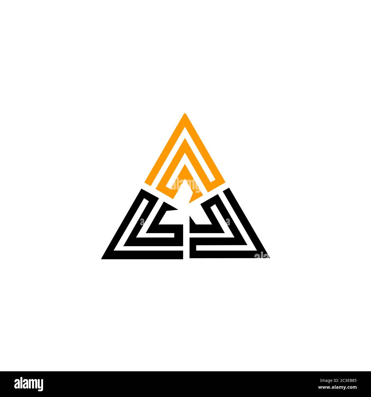 Dreieck Grafik Logo Vorlage, Vektor-Illustration einer Pyramide, isoliert auf weißem Hintergrund. Stock Vektor