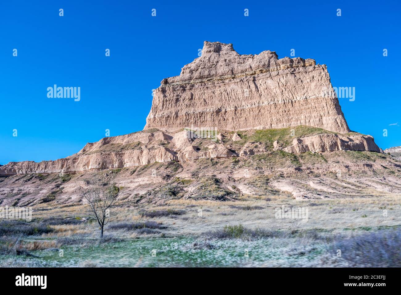 Felsige Landschaft des Scotts Bluff National Monument, Nebraska Stockfoto