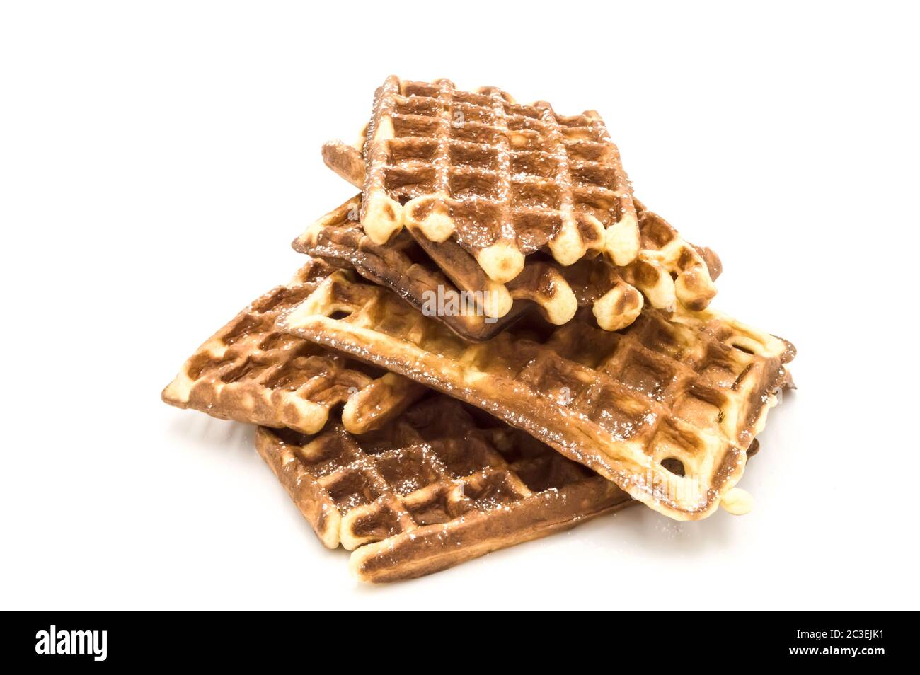 Mit belgischen Waffeln auf weißem Hintergrund Stockfoto