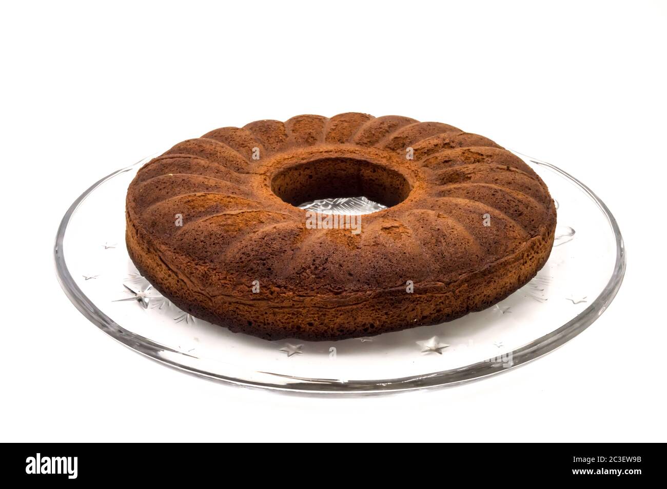Kreisförmige Marmorkuchen auf einem Glasblech Stockfoto