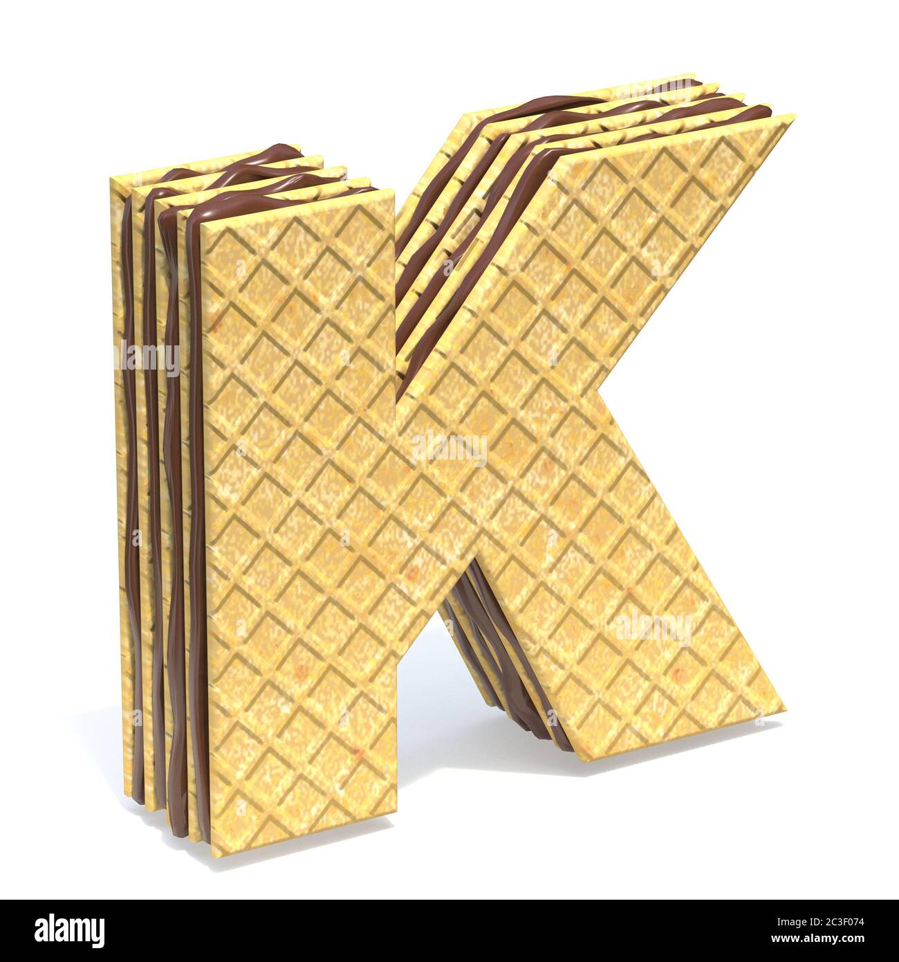 Waffeln Schriftart mit Schokolade Creme Füllung Buchstaben K 3D Stockfoto