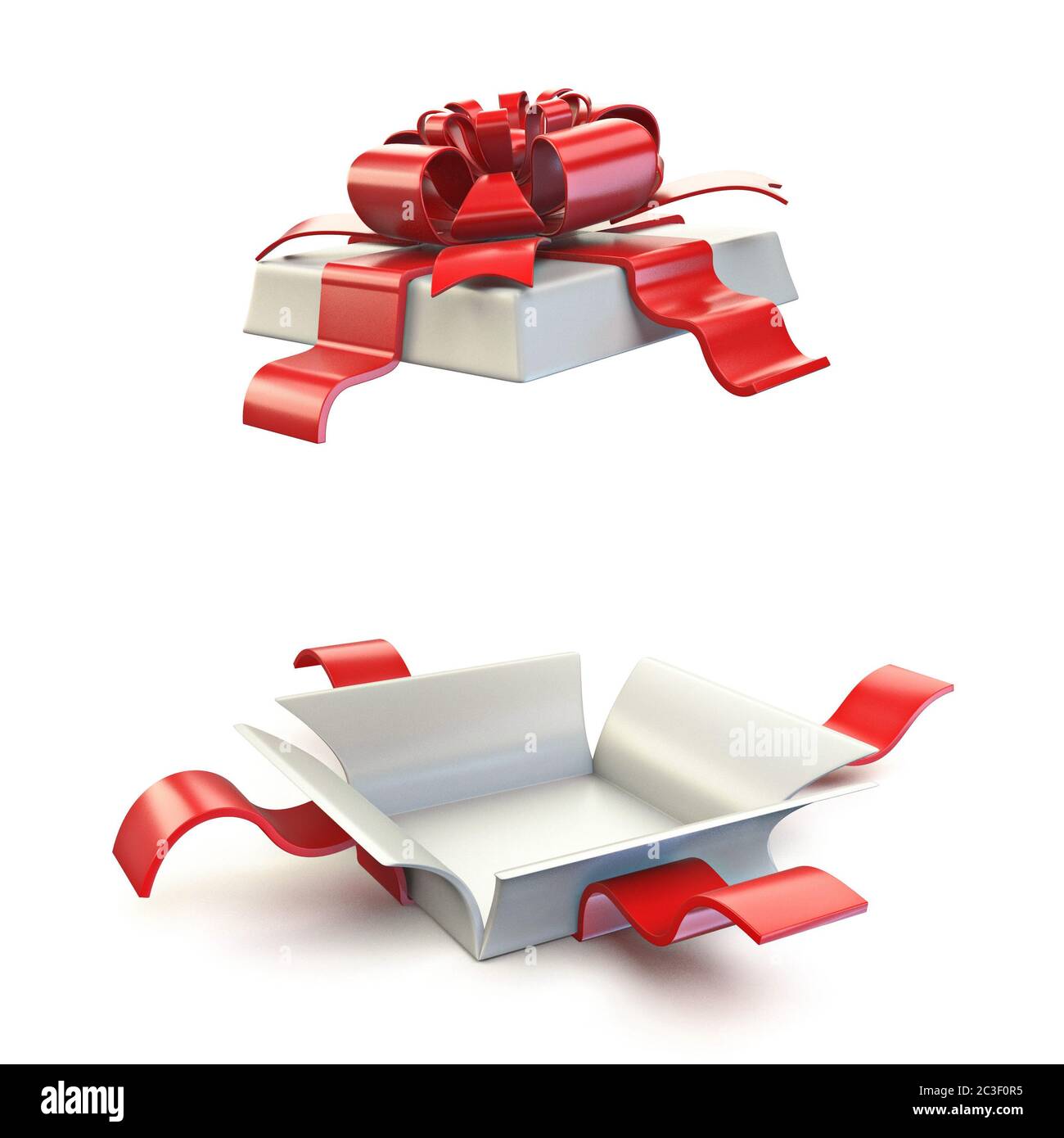 Leere Geschenkbox 3D geöffnet Stockfoto
