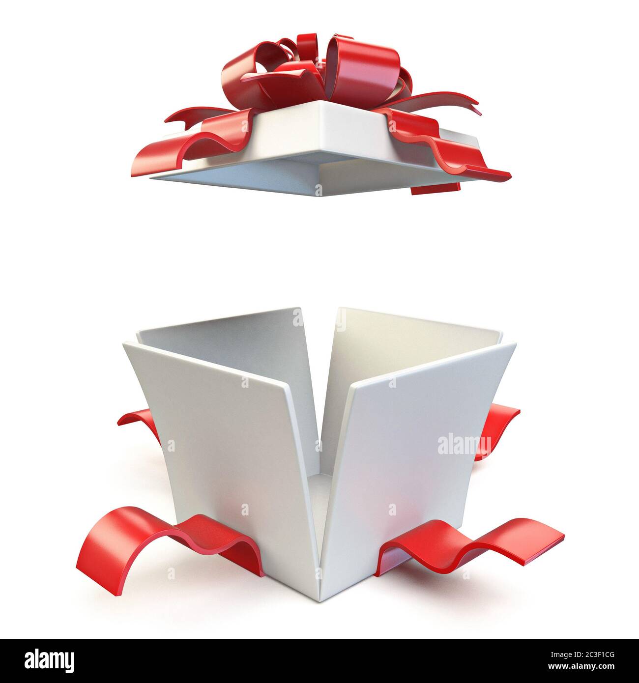 Geöffnete Geschenkbox 3D Stockfoto