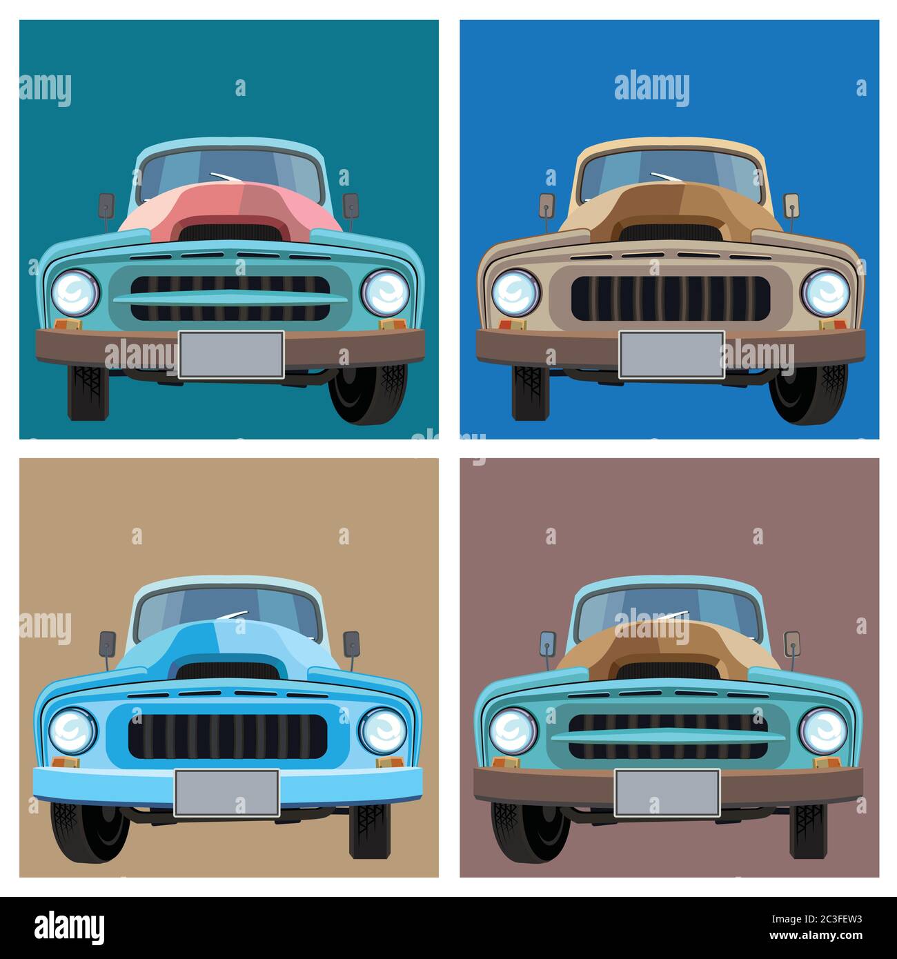 vektor-Illustration von Retro-Autos. Der alte Pickup Stock Vektor