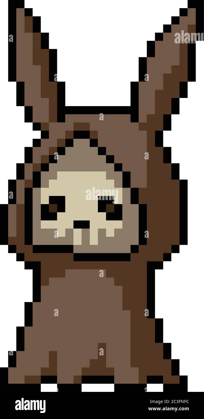 vektor Pixel Kunst Reaper Kaninchen isoliert Cartoon Stock Vektor